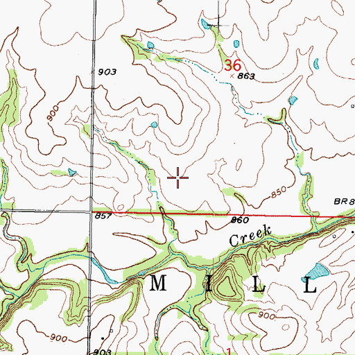 Topographic Map of Township of Mill Creek, KS