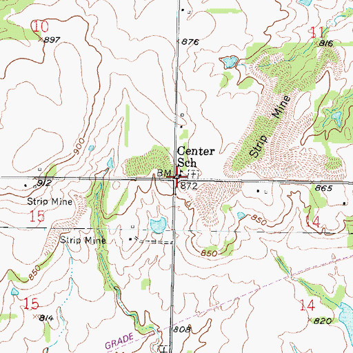 Topographic Map of Center School, KS