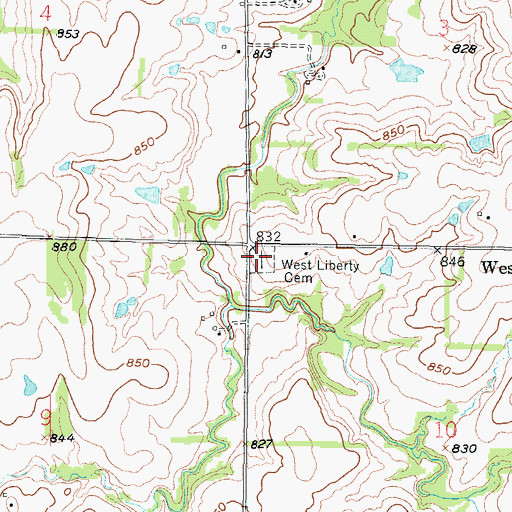 Topographic Map of West Liberty Cemetery, KS