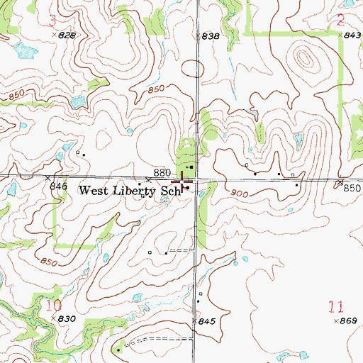 Topographic Map of West Liberty School, KS