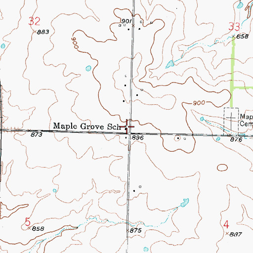 Topographic Map of Maple Grove School, KS