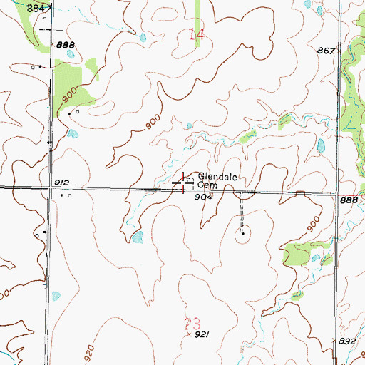 Topographic Map of Glendale Cemetery, KS