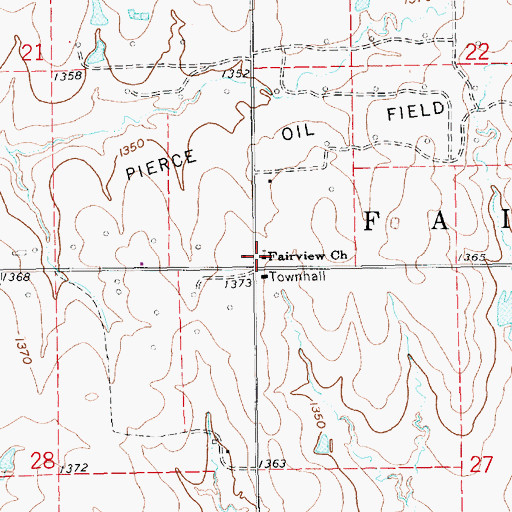 Topographic Map of Fairview Baptist Church, KS