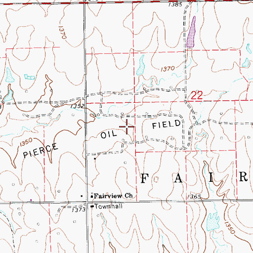 Topographic Map of Pierce Oil Field, KS