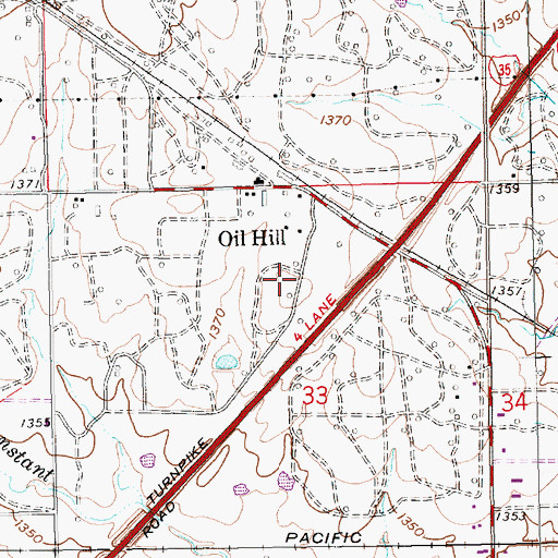 Topographic Map of Oil Hill, KS