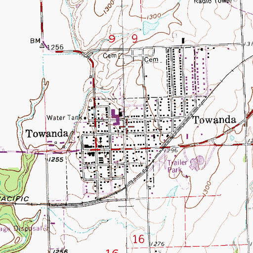 Topographic Map of Towanda, KS