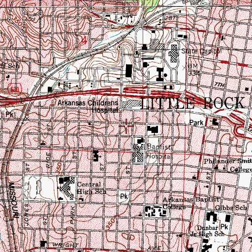 Topographic Map of Capitol Hill School, AR