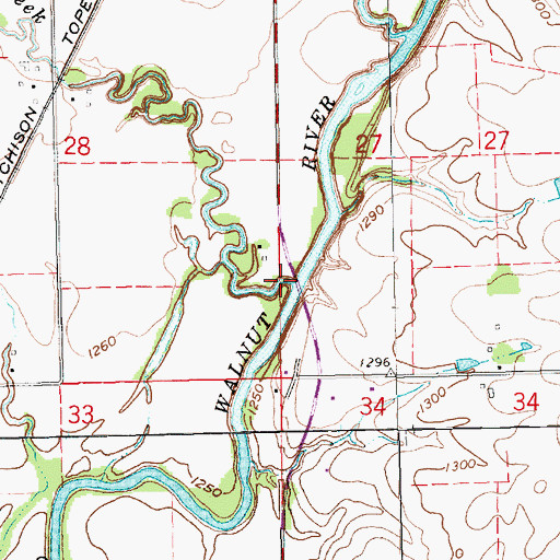 Topographic Map of Sutton Creek, KS