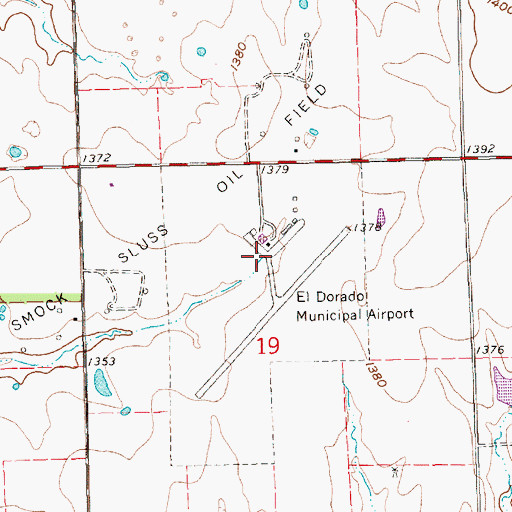 Topographic Map of El Dorado/Captain Jack Thomas Memorial Airport, KS