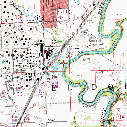 Topographic Map of Constant Creek, KS