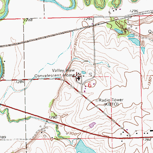 Topographic Map of Valley View Convalescent Home, KS
