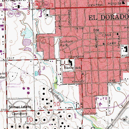 Topographic Map of Skelly Elementary School, KS