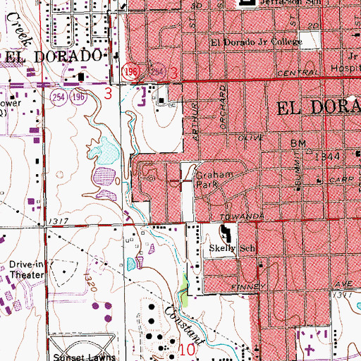 Topographic Map of Graham Park, KS