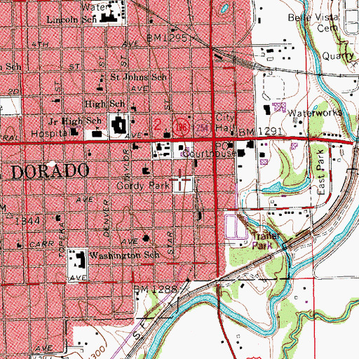 Topographic Map of Gordy Park, KS