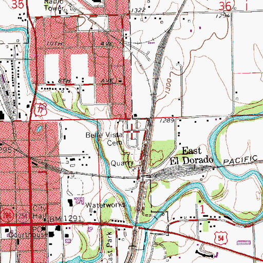 Topographic Map of Belle Vista Cemetery, KS