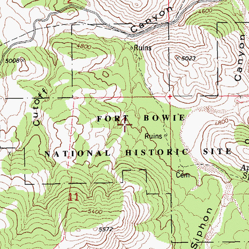 Topographic Map of Camp Bowie (historical), AZ