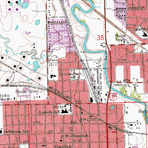 Topographic Map of Forest Park, KS