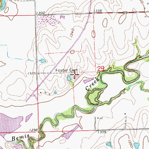 Topographic Map of Foster Cemetery, KS