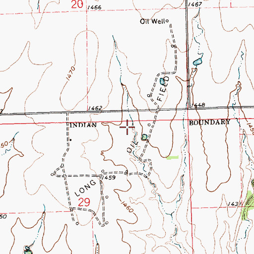 Topographic Map of Long Oil Field, KS