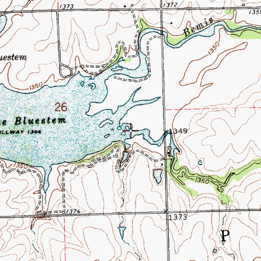 Topographic Map of Shady Creek, KS
