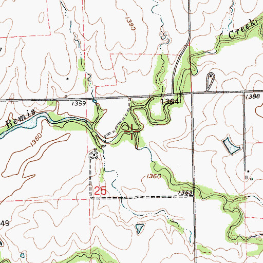 Topographic Map of Harrison Creek, KS