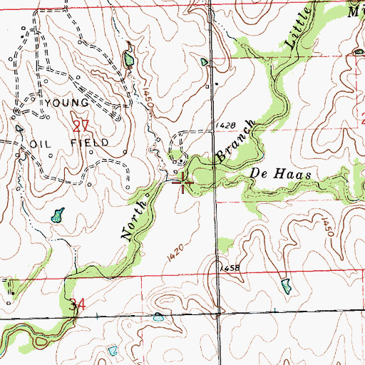 Topographic Map of De Haas Creek, KS
