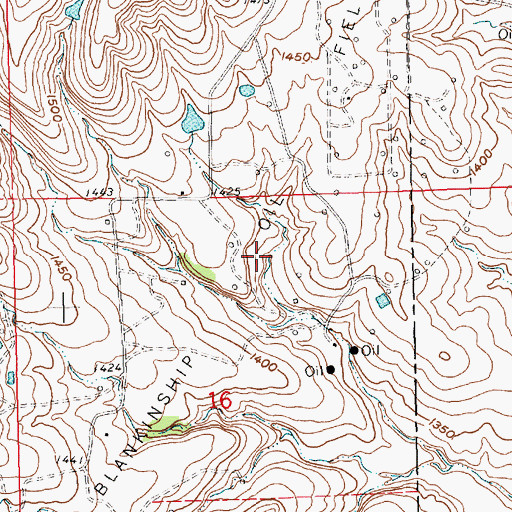 Topographic Map of Blankenship Oil Field, KS
