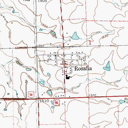 Topographic Map of Rosalia, KS