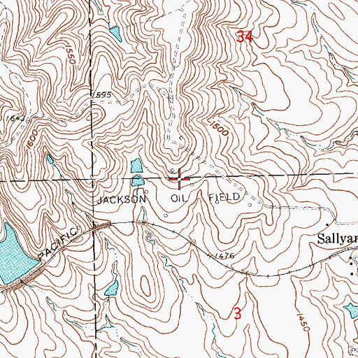 Topographic Map of Jackson Oil Field, KS