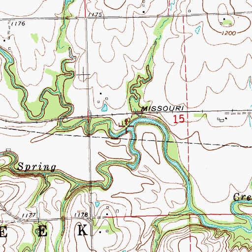 Topographic Map of Burnt Creek, KS