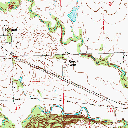 Topographic Map of Reece Cemetery, KS