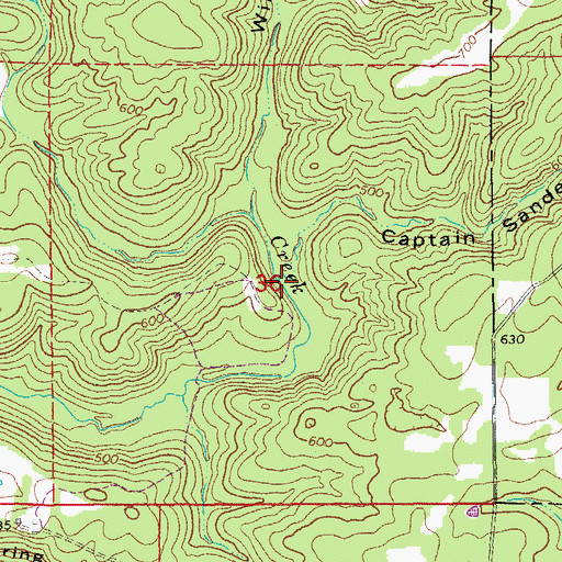 Topographic Map of Captain Sanders Hollow, AR