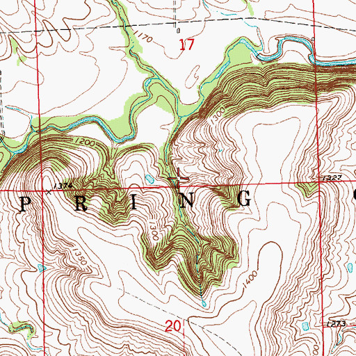Topographic Map of Township of Spring Creek, KS