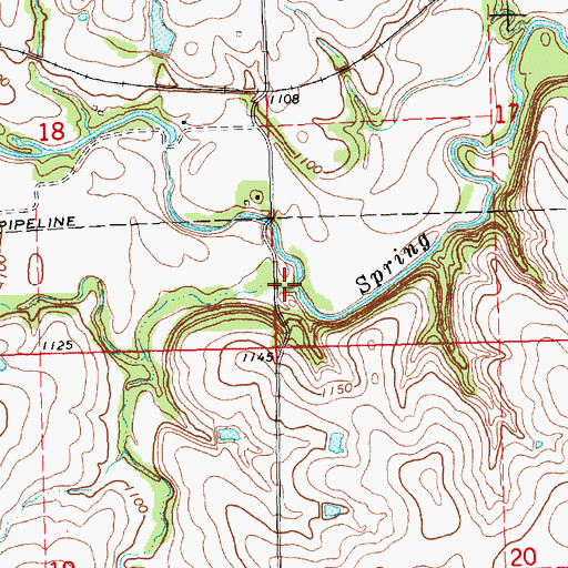 Topographic Map of Kitty Creek, KS