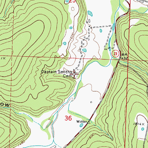 Topographic Map of Captain Smiths Cemetery, AR