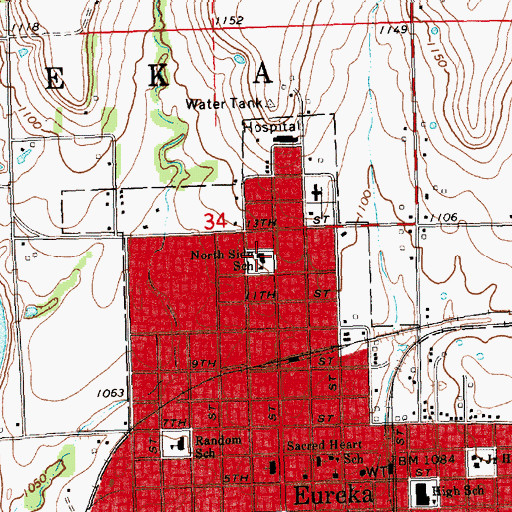 Topographic Map of North Side School, KS