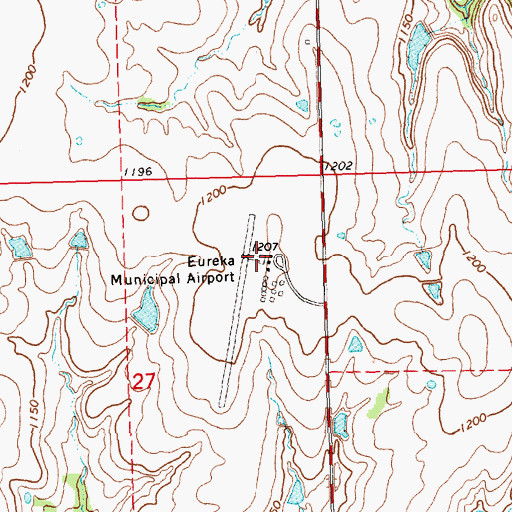 Topographic Map of Lt William M Milliken Airport, KS