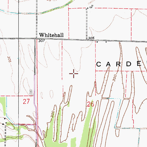 Topographic Map of Carden Bottom, AR