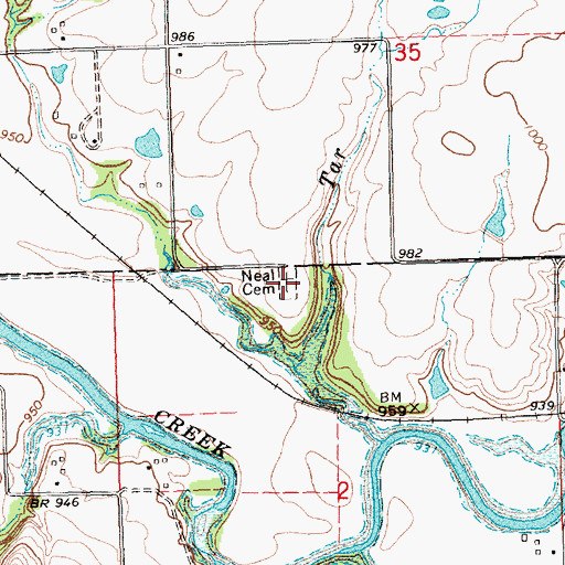 Topographic Map of Neal Cemetery, KS