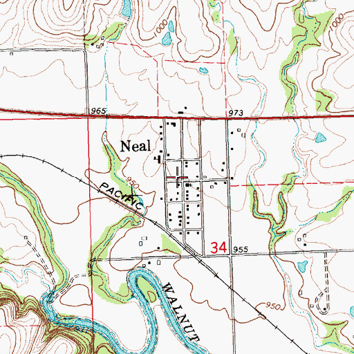Topographic Map of Neal, KS