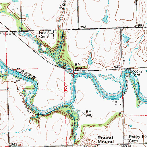 Topographic Map of Tar Creek, KS