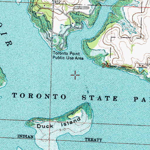 Topographic Map of Toronto State Park, KS