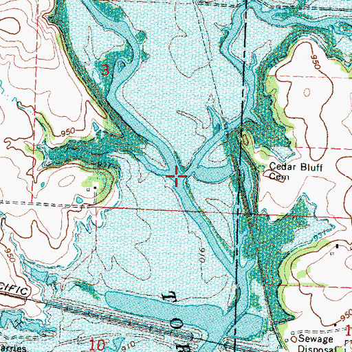 Topographic Map of Cedar Creek, KS