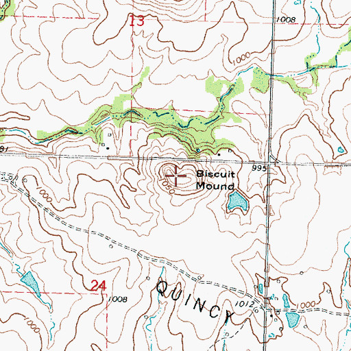 Topographic Map of Biscuit Mound, KS