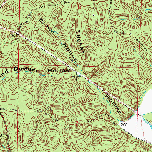 Topographic Map of Carl and Dowdell Hollow, AR