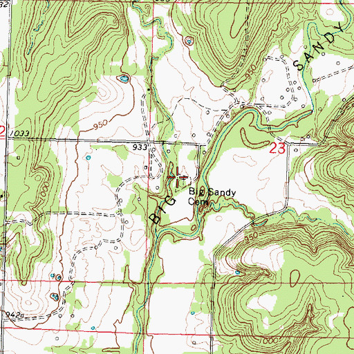 Topographic Map of Big Sandy Cemetery, KS