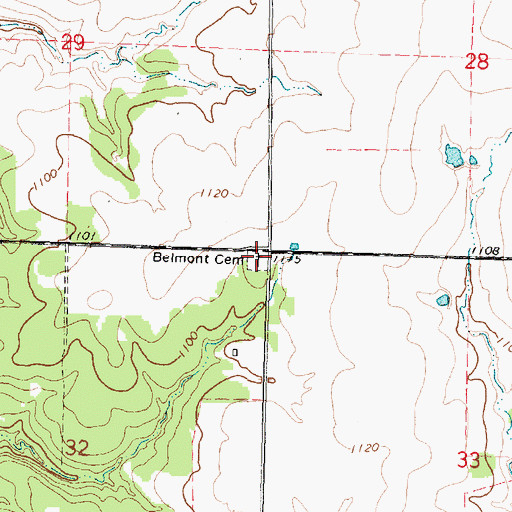 Topographic Map of Belmont Cemetery, KS