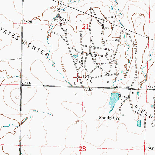 Topographic Map of Yates Center Oil Field, KS