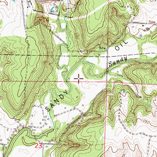 Topographic Map of Big Sandy Oil Field, KS