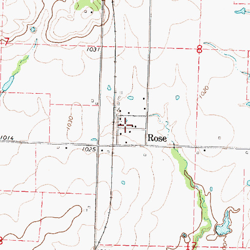 Topographic Map of Rose, KS
